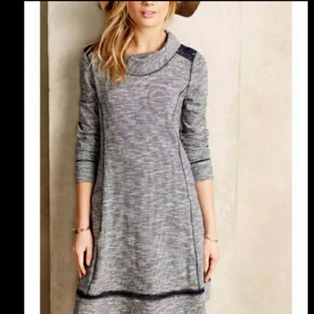 ANTHROPOLOGIE Saturday Sunday Navy Blue Cowl Neck Dress Size Small